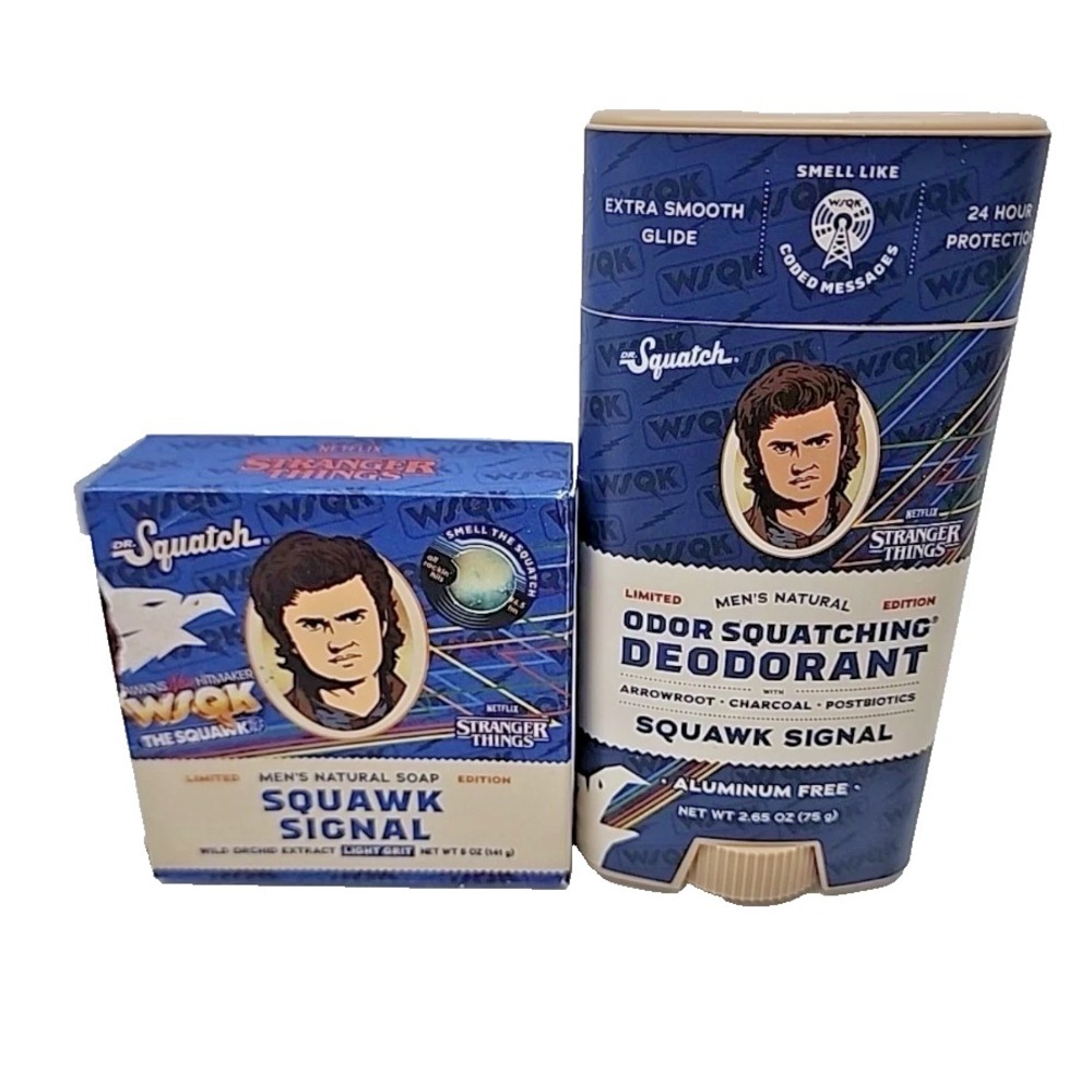 Dr Squatch Stranger Things Squawk Signal Deodorant & Bar Soap BUNDLE Limited Edi